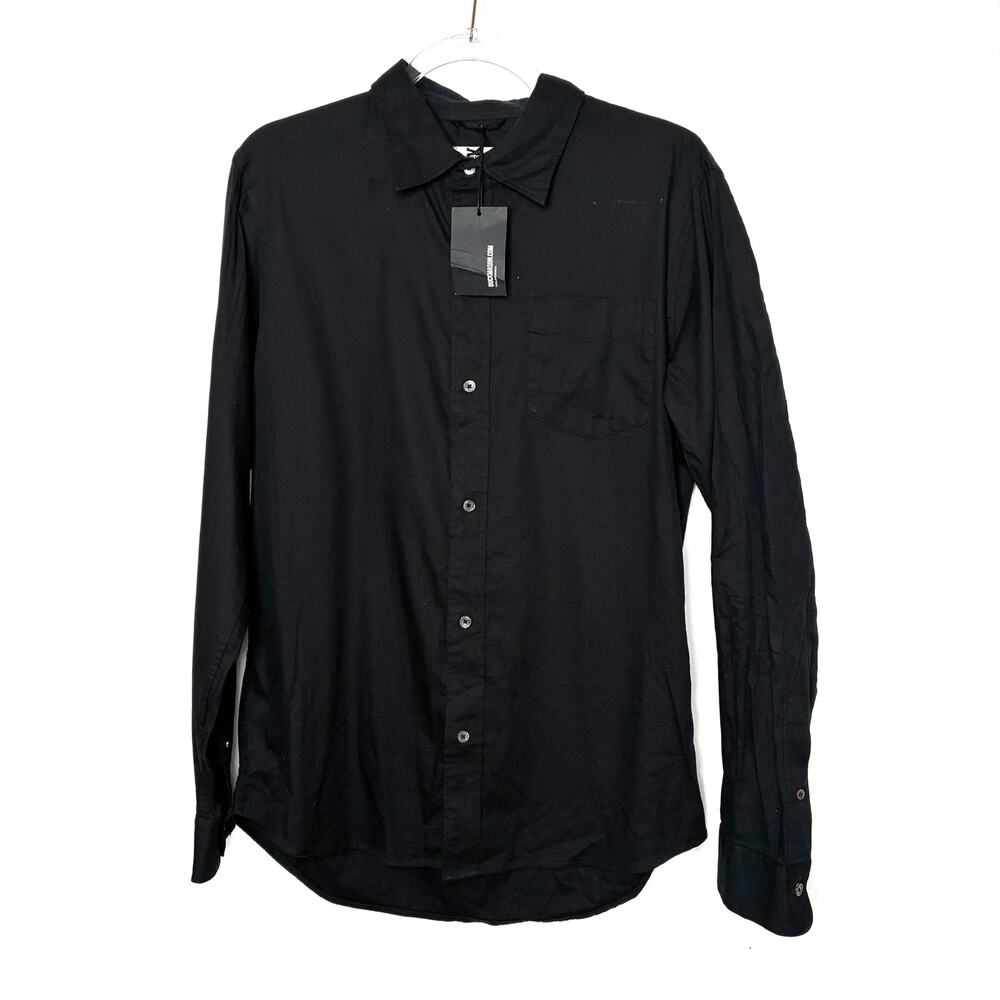 Buck Mason Black Draped Twill One Pocket Button Shirt NWT Mens Medium